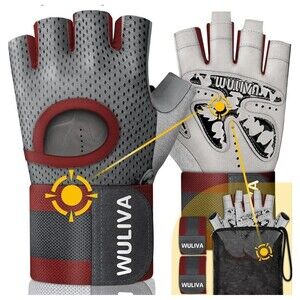 WULIVA Workout Gloves - Ideal for Light & Med Gym, Exercise, Sz L Brand New Burg